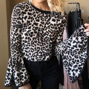 Leopard bell sleeve top